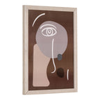 Cadre MDF verre finition naturelle : visage abstrait minimaliste gris beige