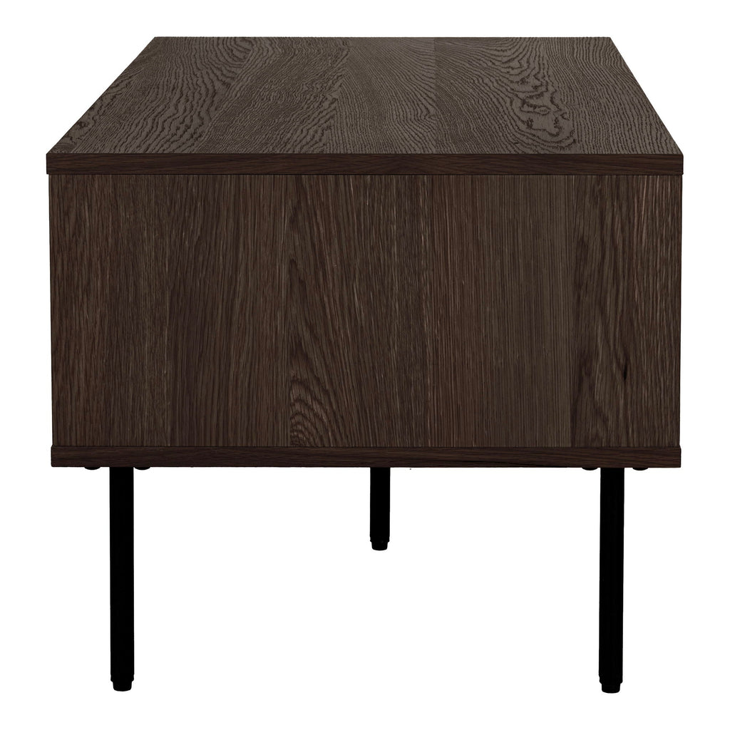 Table basse en bois fumé sombre et métal noir, 100x50 cm
