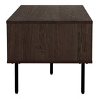 Table basse en bois fumé et métal noir 100x50 cm avec niche