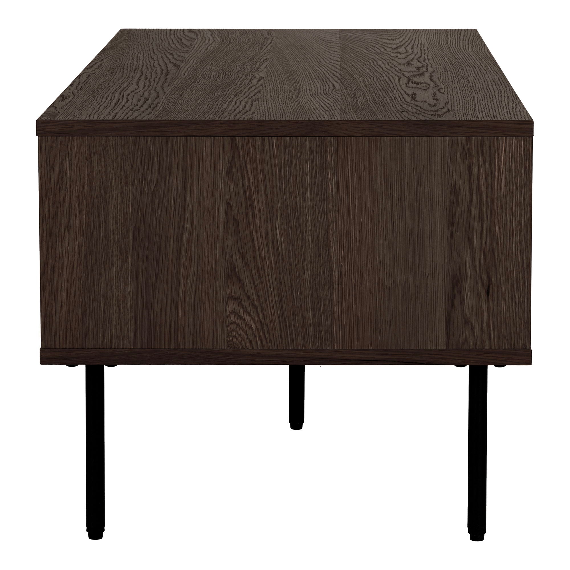 Table basse en bois fumé et métal noir 100x50 cm avec niche