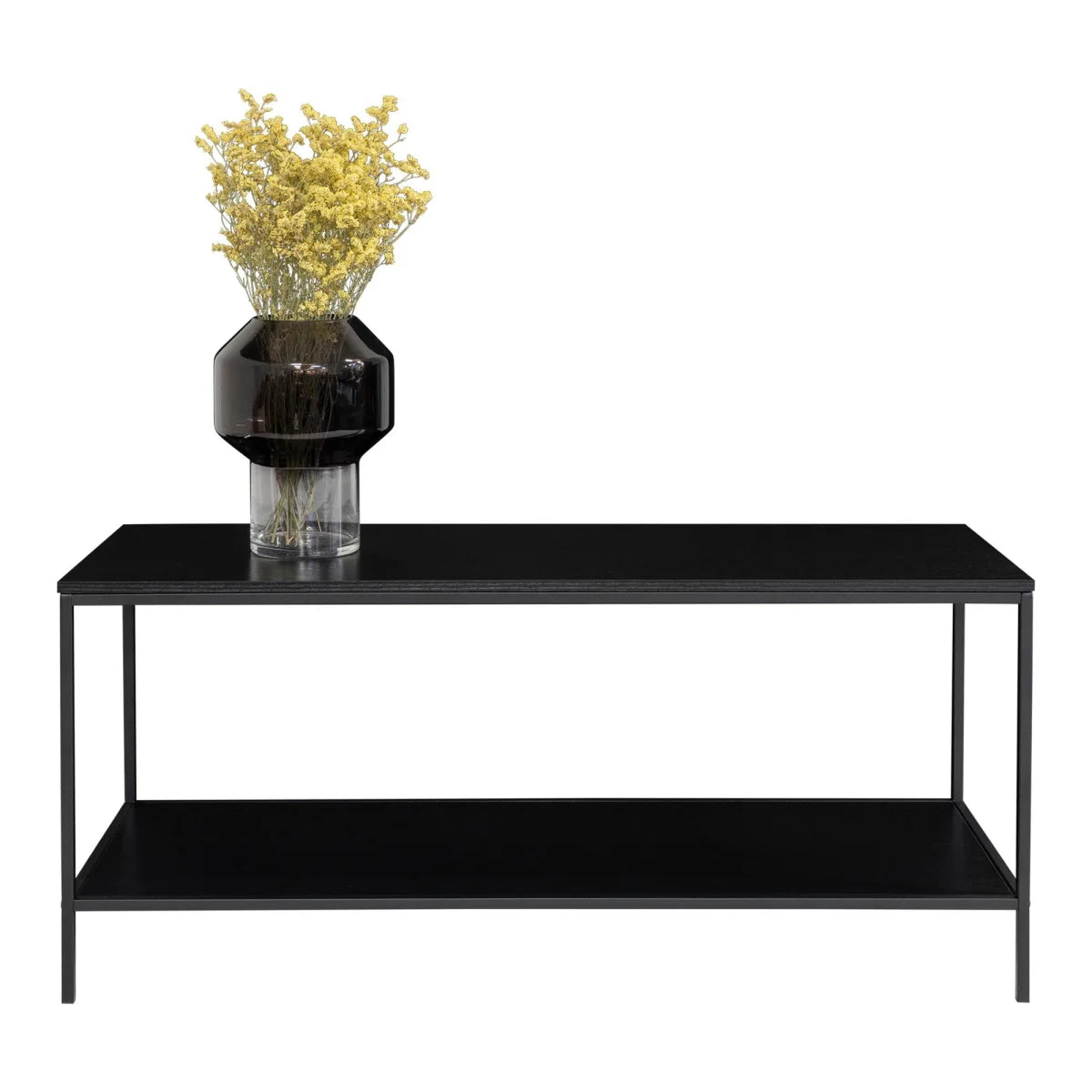 Meuble TV noir en métal avec étagères ouvertes 100x36 cm