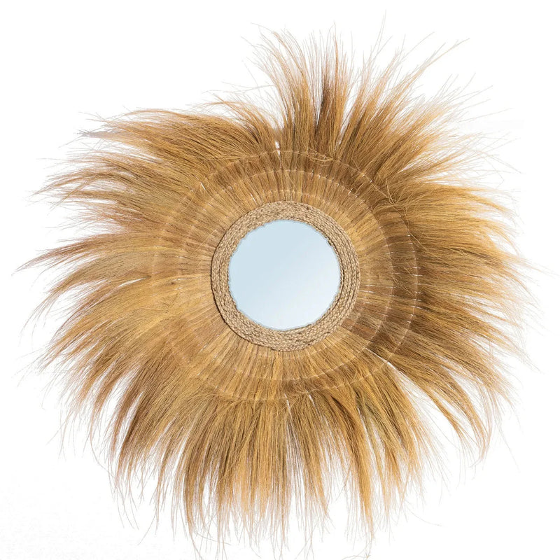 Miroir en herbe séchée naturel 90 cm forme profonde
