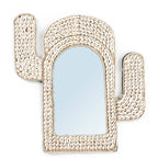 Miroir mural cactus en coquillages cauris blancs 40x38 cm