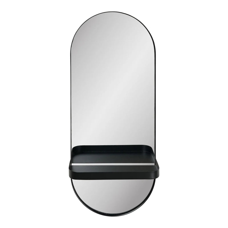 Miroir mural noir en métal avec étagère intégrée – 25x12 cm