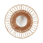 Miroir mural rond en rotin tressé naturel ajouré – Ø80 cm