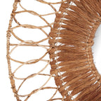 Miroir mural rond en rotin tressé naturel ajouré – Ø80 cm