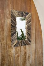 Miroir rectangulaire en bois flotté naturel 60x41 cm avec cadre rustique en driftwood