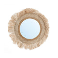 Miroir rond en fibres naturelles avec franges soleil, Ø85 cm