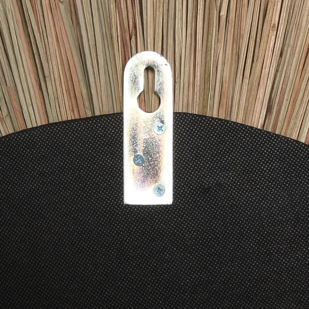 Anse clé en métal avec trois vis fixée sur tissu noir pour Miroir rond Alang Alang