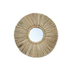 Miroir rond avec cadre soleil en herbe Alang Alang naturelle 35 cm