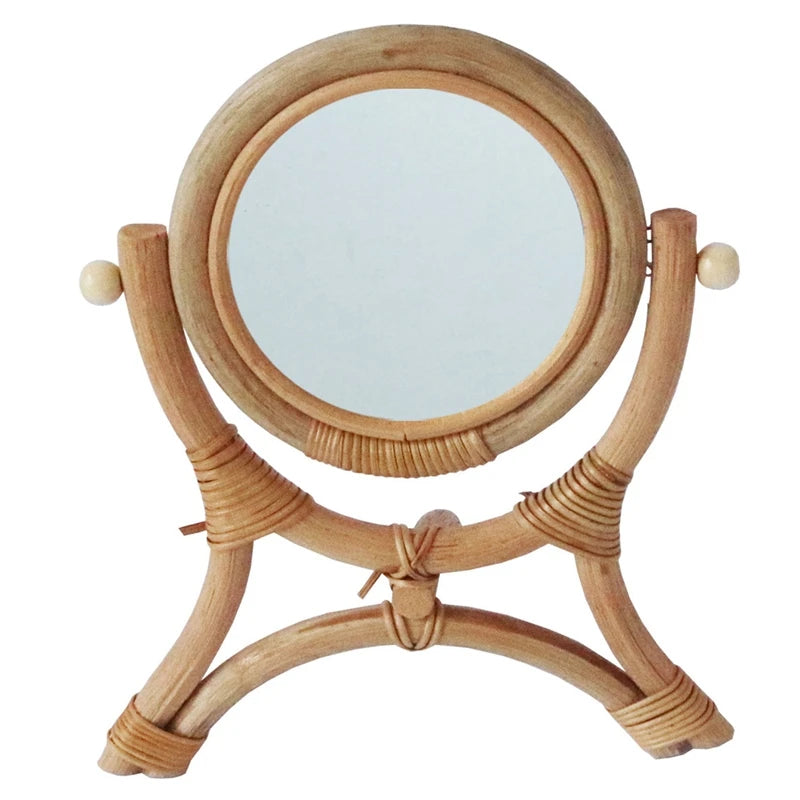 Miroir rotin sur pied