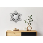 Miroir soleil mural en rotin noir fait main avec surface réfléchissante ronde Ø52 cm
