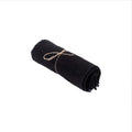 Nappe en lin noir 150x200 cm pour table à manger avec tissu roulé et ficelle