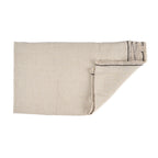 Nappe en lin beige rectangulaire avec franges et liseré noir, 150x250 cm