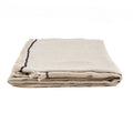 Nappe en lin beige rectangulaire avec bordure noire et franges, 150x250 cm