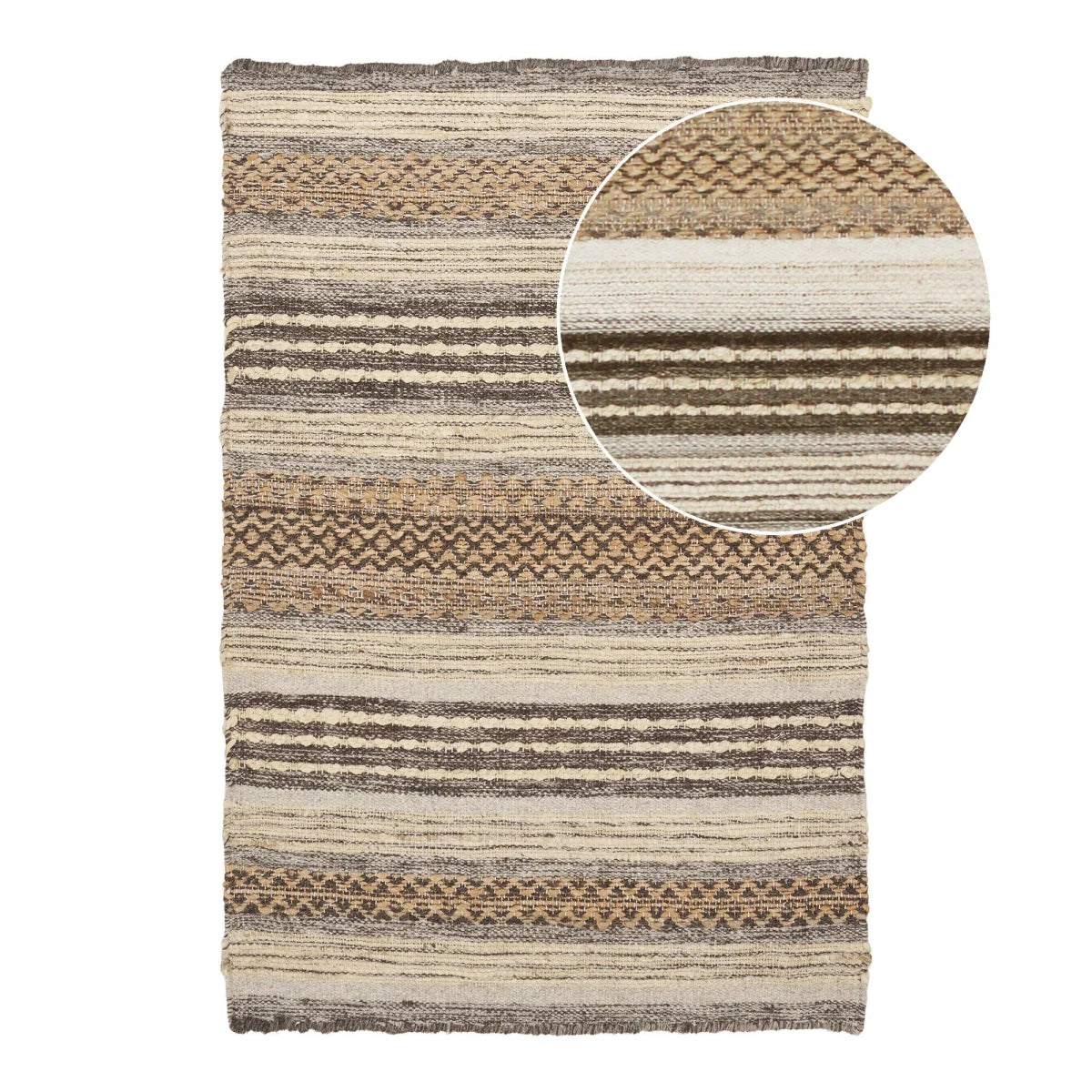 Paillasson en jute et laine naturel gris, ton terre, 60x90 cm