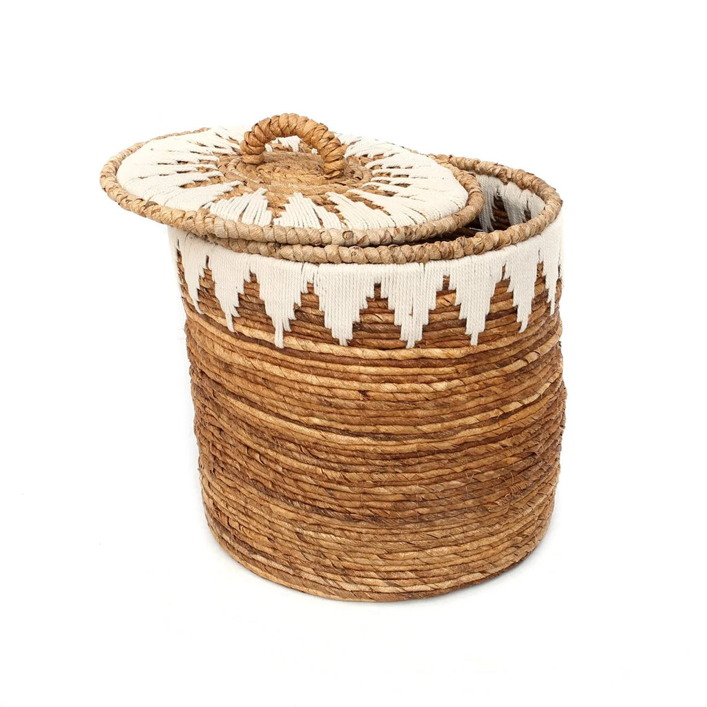 Panier à linge en feuille de bananier avec couvercle
