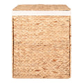 Panier à linge rectangulaire en jacinthe d’eau naturel avec couvercle, 43x32 cm