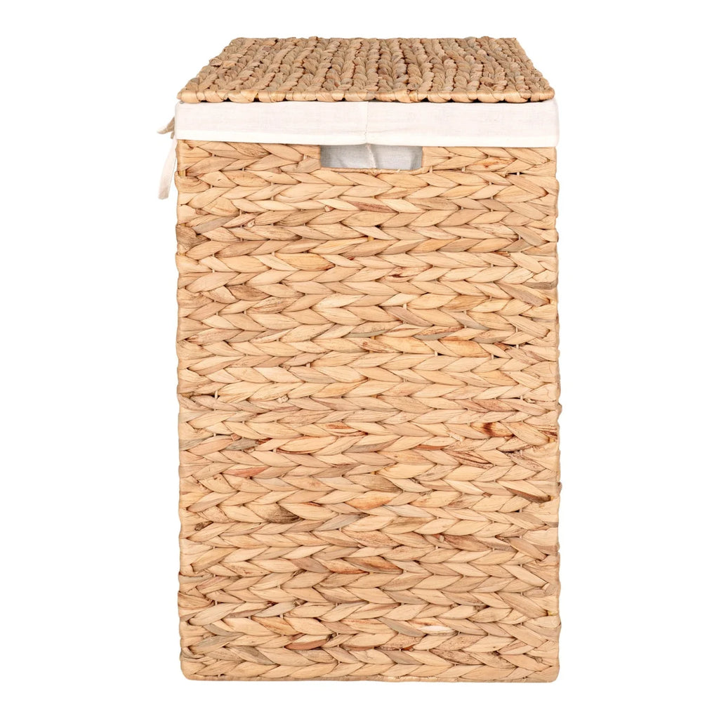 Panier à linge rectangulaire en jacinthe d’eau naturel avec couvercle 43x32 cm
