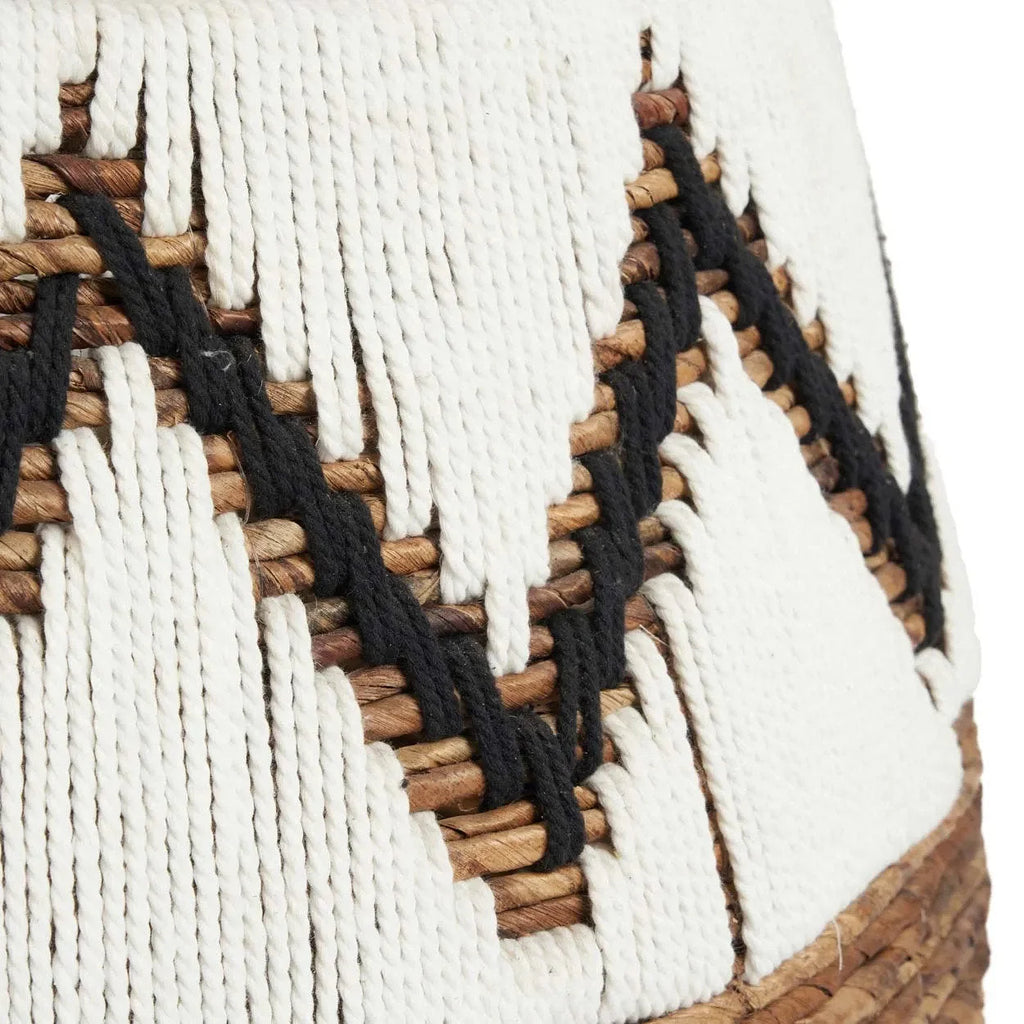 Panier décoratif en feuille de bananier blanc naturel 61 cm