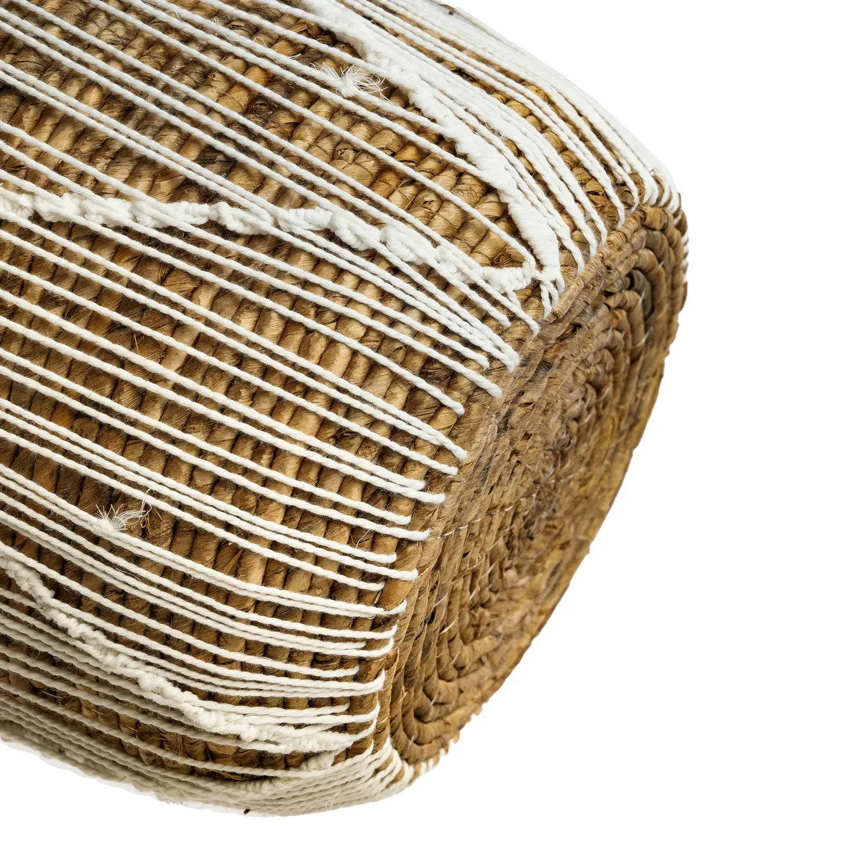 Panier en jonc de mer tressé & macramé avec poignées – H40 cm