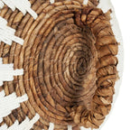 Panier de rangement cylindrique en feuille de bananier motif zigzag noir et blanc