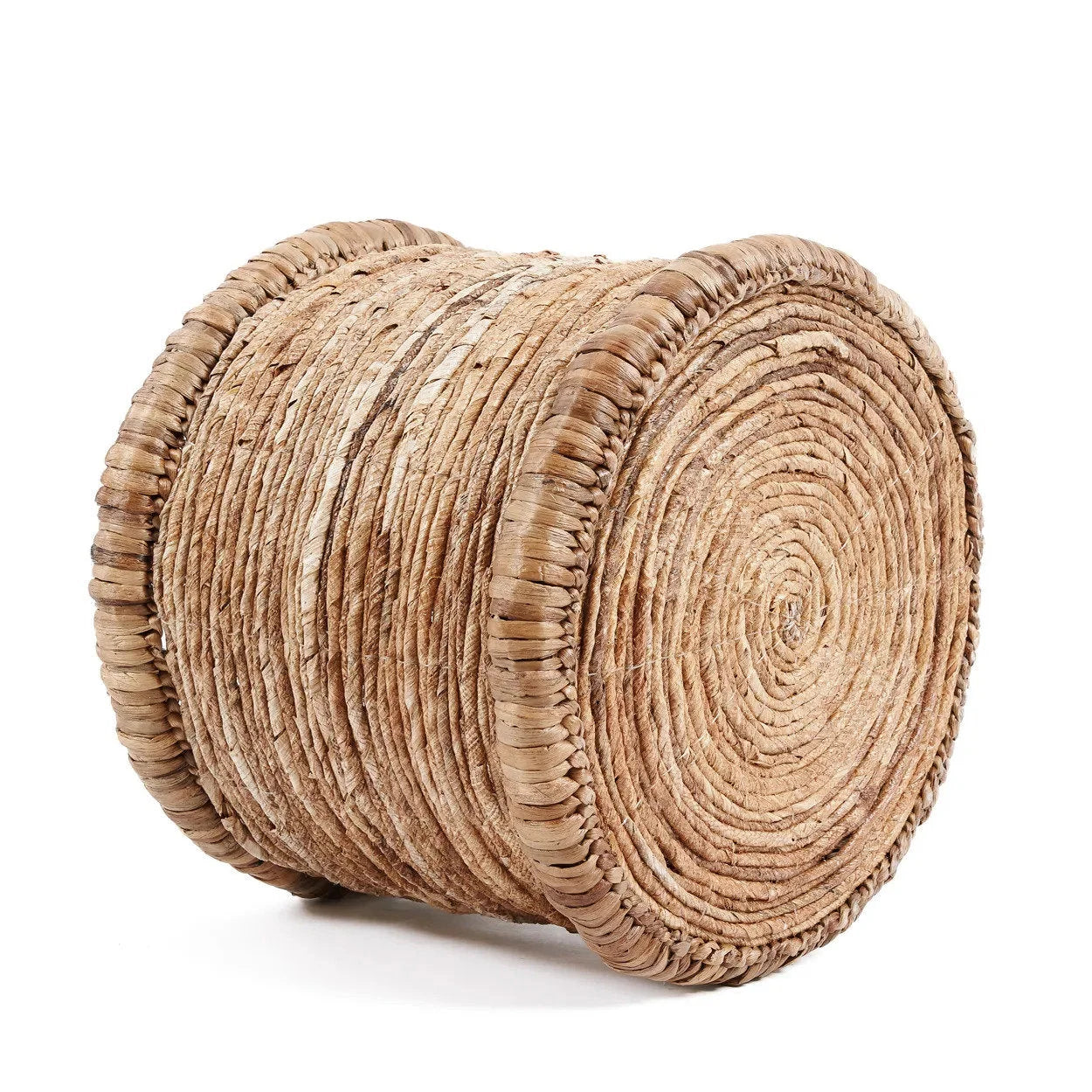 Panier de rangement en fibres naturelles tressées beige forme ronde – Ø38 cm