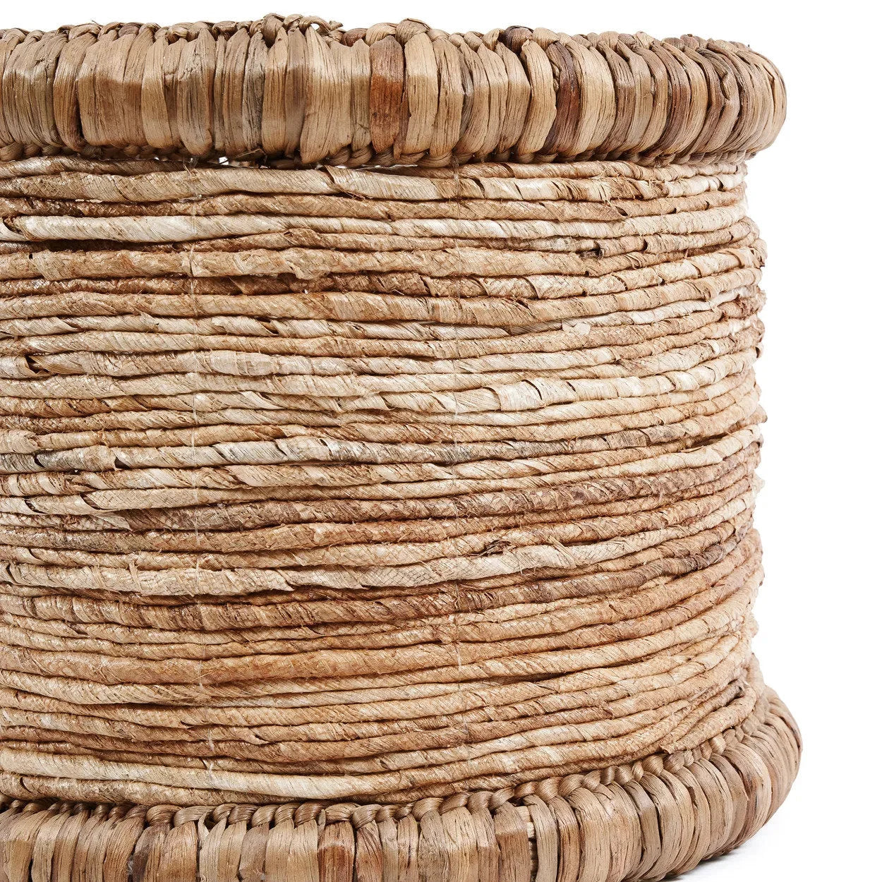 Panier de rangement en fibres naturelles tressées beige forme ronde – Ø38 cm
