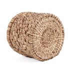 Panier de rangement en jacinthe d’eau tressée ronde avec base en spirale naturel