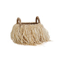 Panier de rangement rond en feuilles de bananier avec franges en raphia naturel – Ø33 cm