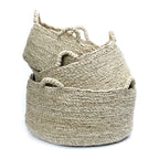 Panier de rangement rond en jonc de mer naturel avec poignées – Ø60 cm