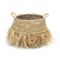 Panier en raphia naturel avec franges – 30 x 36 cm