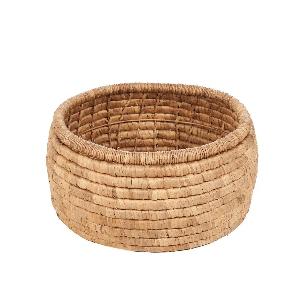 Panier rond en feuilles de bananier tressées couleur naturelle – Ø60 cm