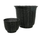 Panier rond en perles tressées noires avec rayures blanches pour rangement décoration