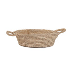 Panier rond en raphia naturel avec poignées intégrées