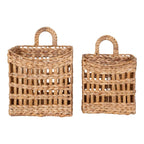 Paniers muraux rectangulaires en jacinthe d’eau tressée naturelle, set de 2
