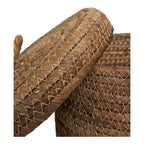 Panier de rangement en feuilles de bananier tressées avec couvercle, set de 2