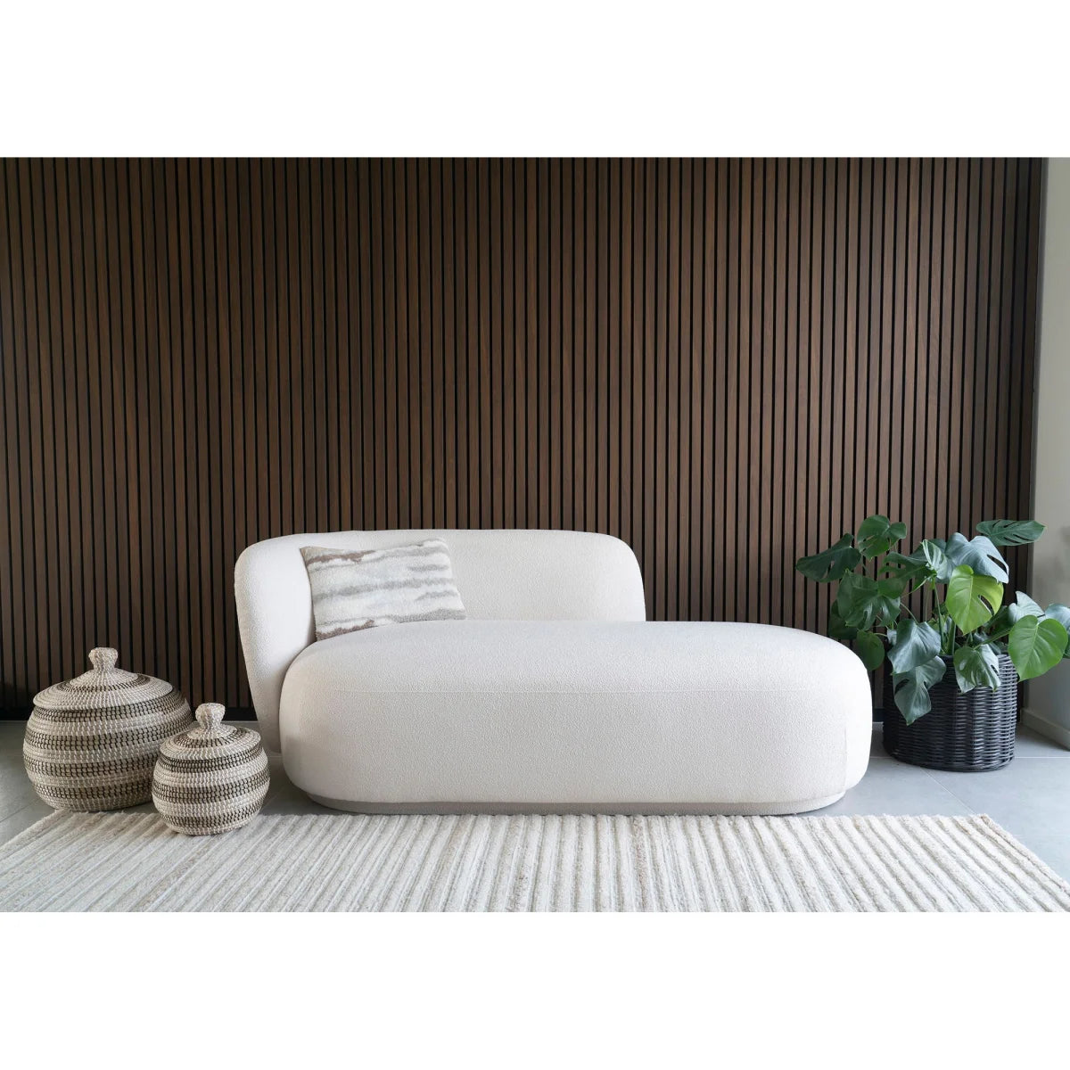 Paniers ronds en jonc de mer rayé noir et blanc avec couvercle, set de 2