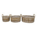 Set de 3 paniers ronds en rotin tressé gris avec anses