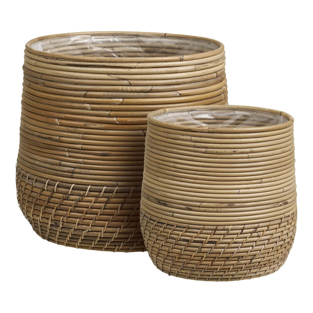 Paniers en rotin kubu naturel 35 cm, lot de 2 empilables