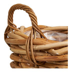 Panier en rotin naturel avec anse torsadée en bambou, lot de 3