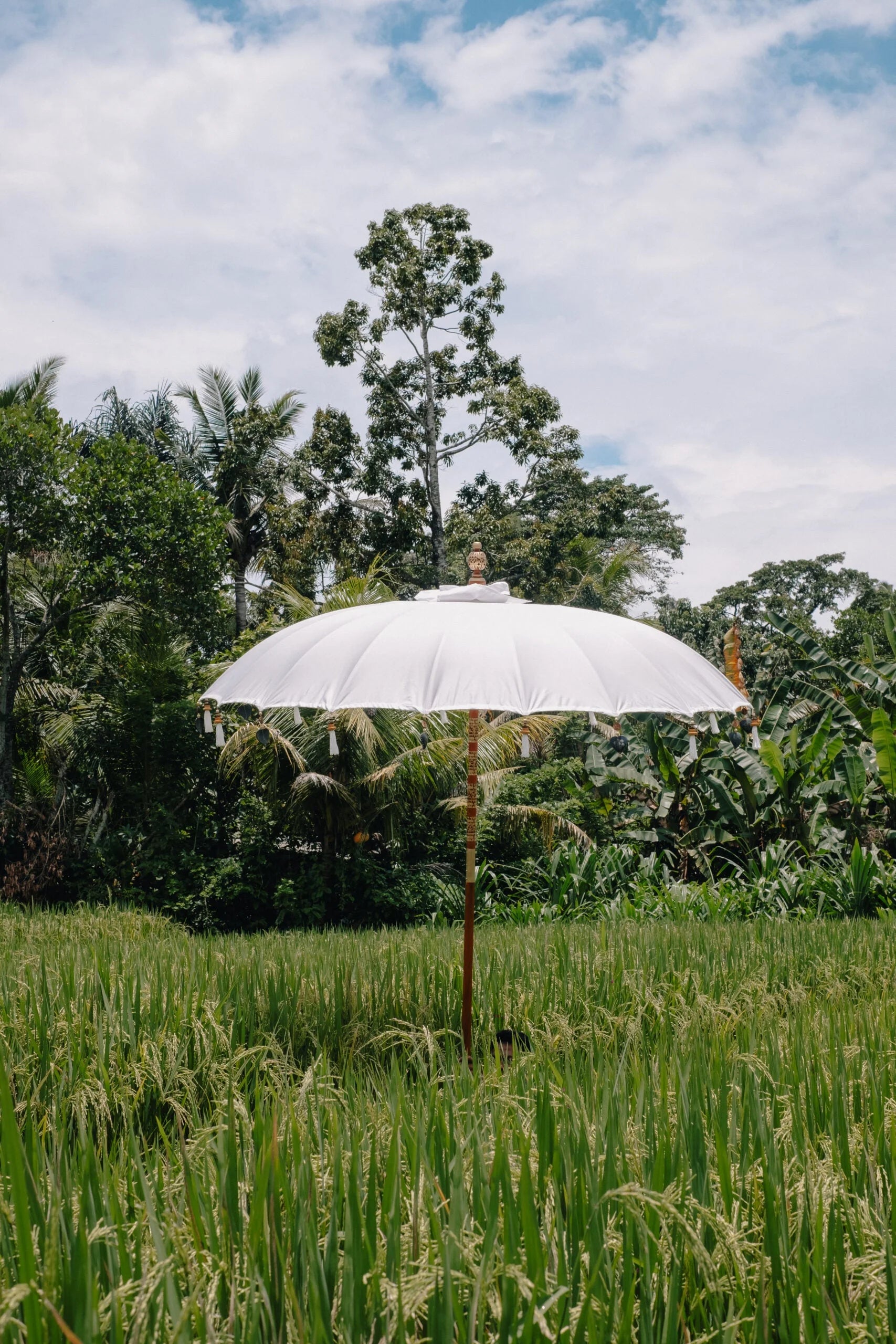 Parasol crème 250 cm avec pampilles