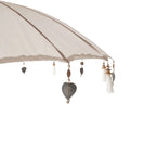 Parasol crème en tissu Naghata 280 cm avec bois sculpté