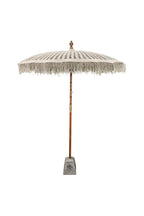 Parasol en macramé balinais 180 cm avec pied en bois