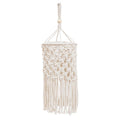 Accroche en corde et perles du petit abat-jour en macramé modèle B, pour une fixation bohème.