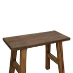 Petit banc en teck recyclé patiné brun miel, 35x30 cm, vue arrière