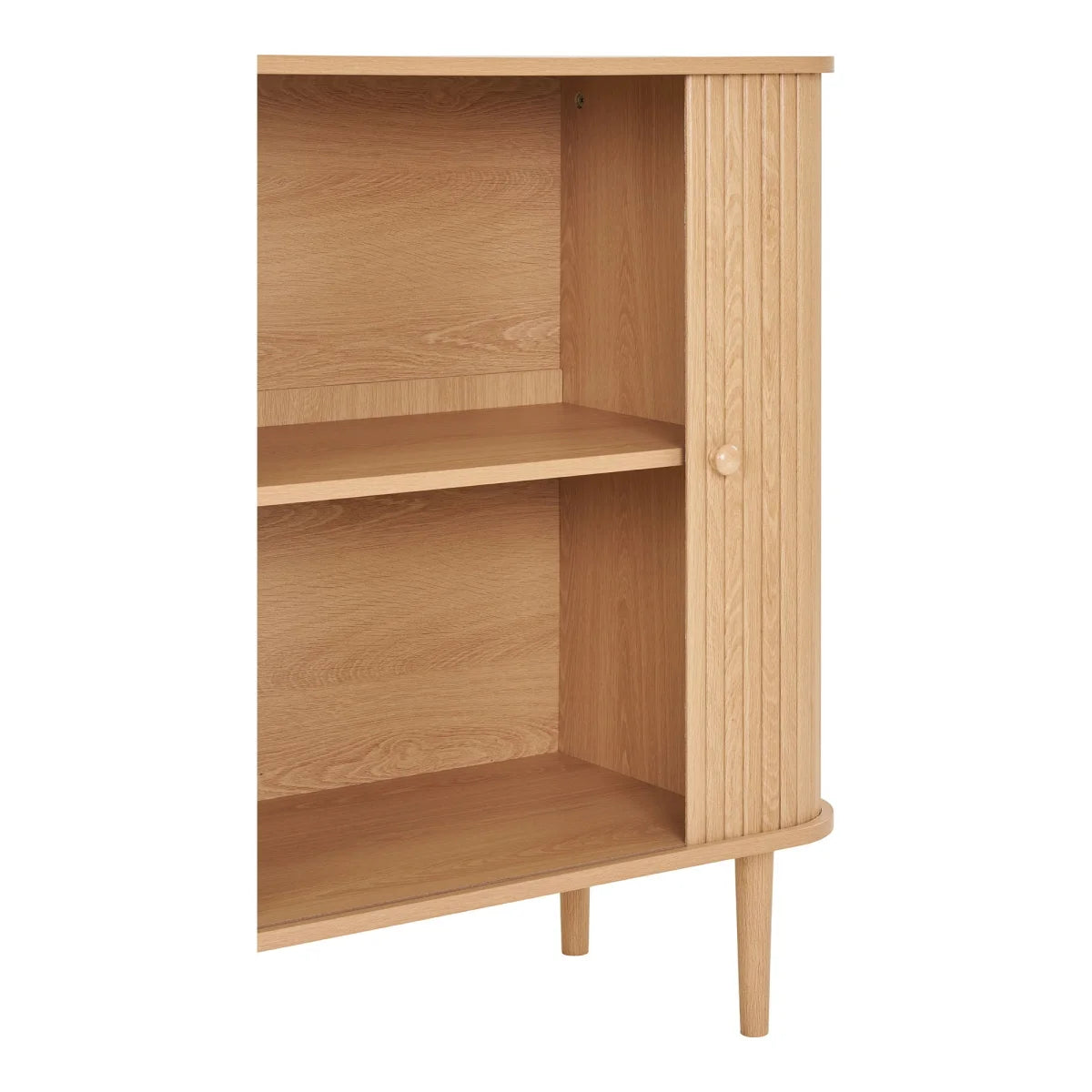 Buffet bas en bois naturel strié 2 portes coulissantes 80x40 cm