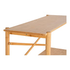 Table pliante en bambou naturel avec 2 étagères, petite console croisée 83x32 cm