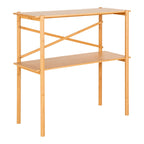 Étagère en bambou naturel à deux niveaux avec structure croisée 83x32 cm