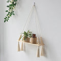 Petite étagère murale bois et macramé variante